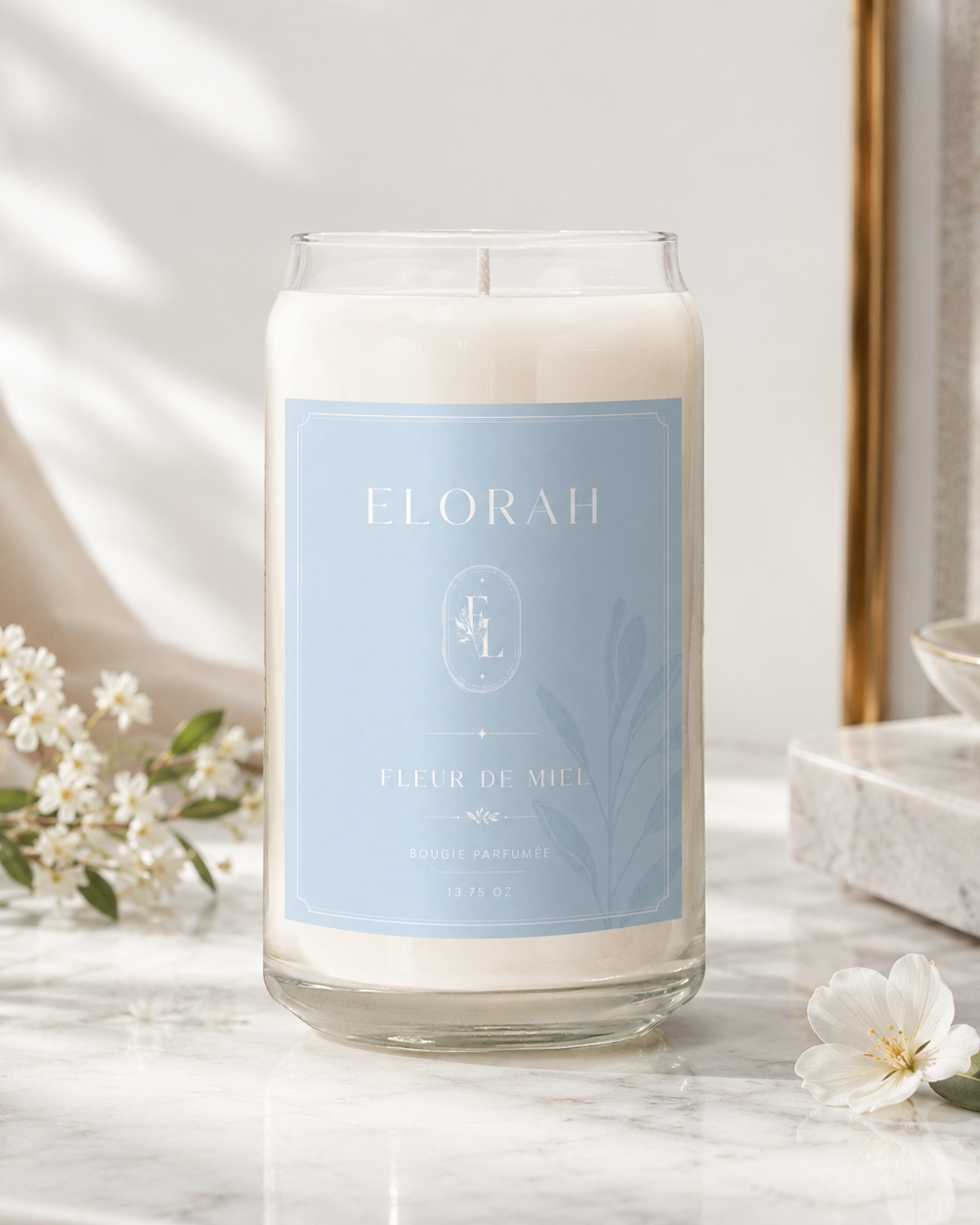 Fleur de Miel luxury honeysuckle scented candle, soft floral fragrance - Elorah & Co