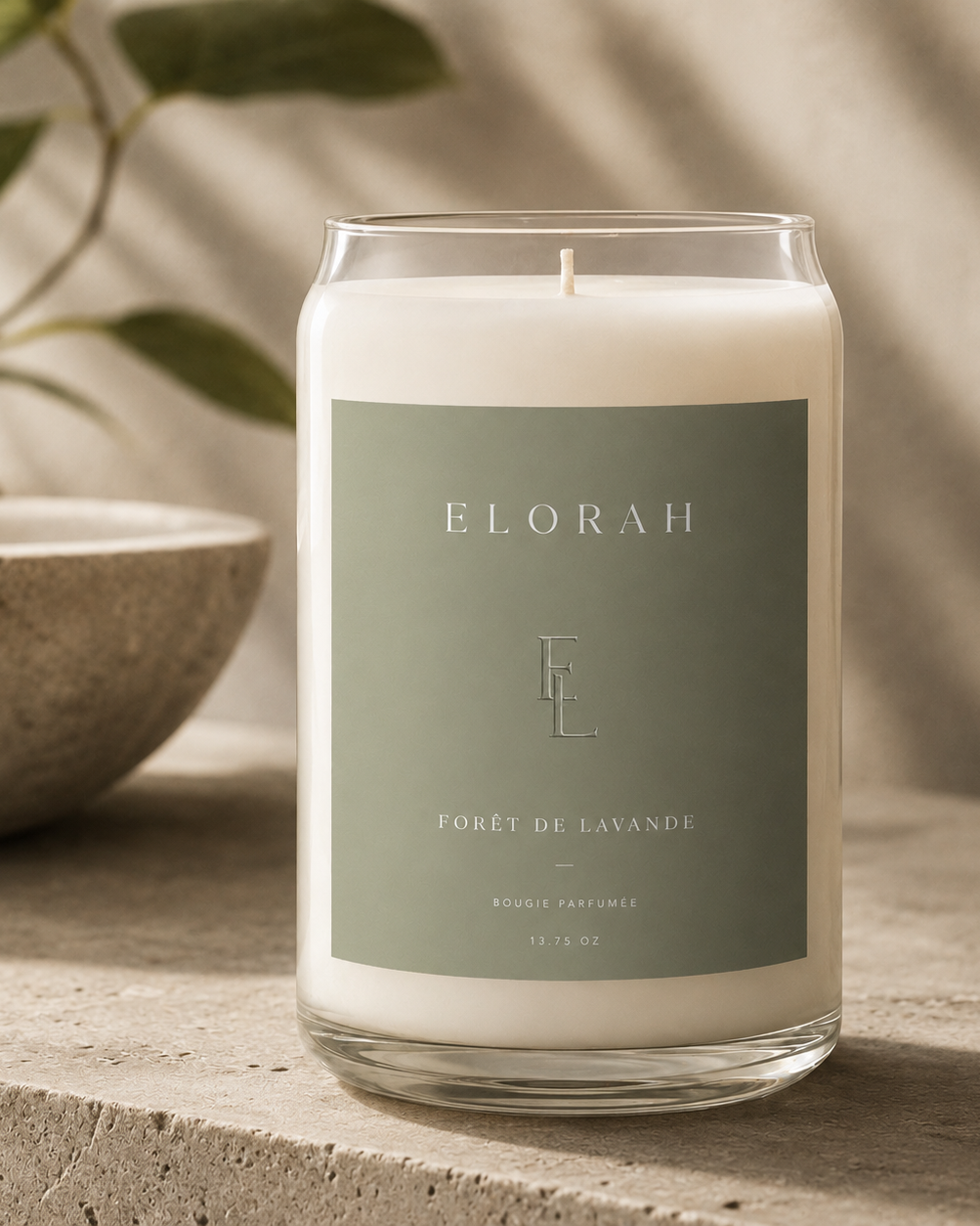 Forêt de Lavande luxury eucalyptus lavender scented candle, calming herbal fragrance - Elorah & Co