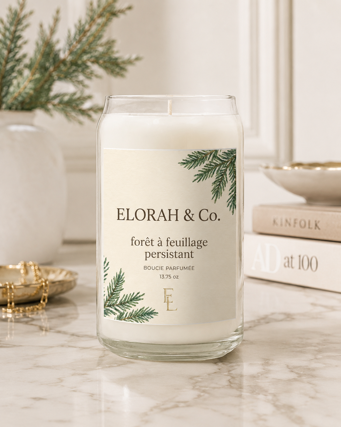 Forêt à Feuillage Persistant luxury spiced woods scented candle, warm woody fragrance - Elorah & Co