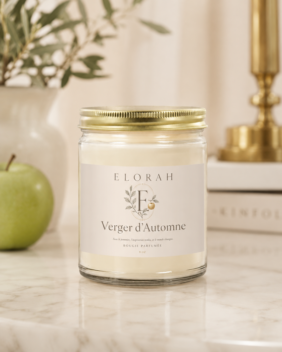 Verger d'Automne luxury apple harvest scented candle, crisp autumn fragrance - Elorah & Co